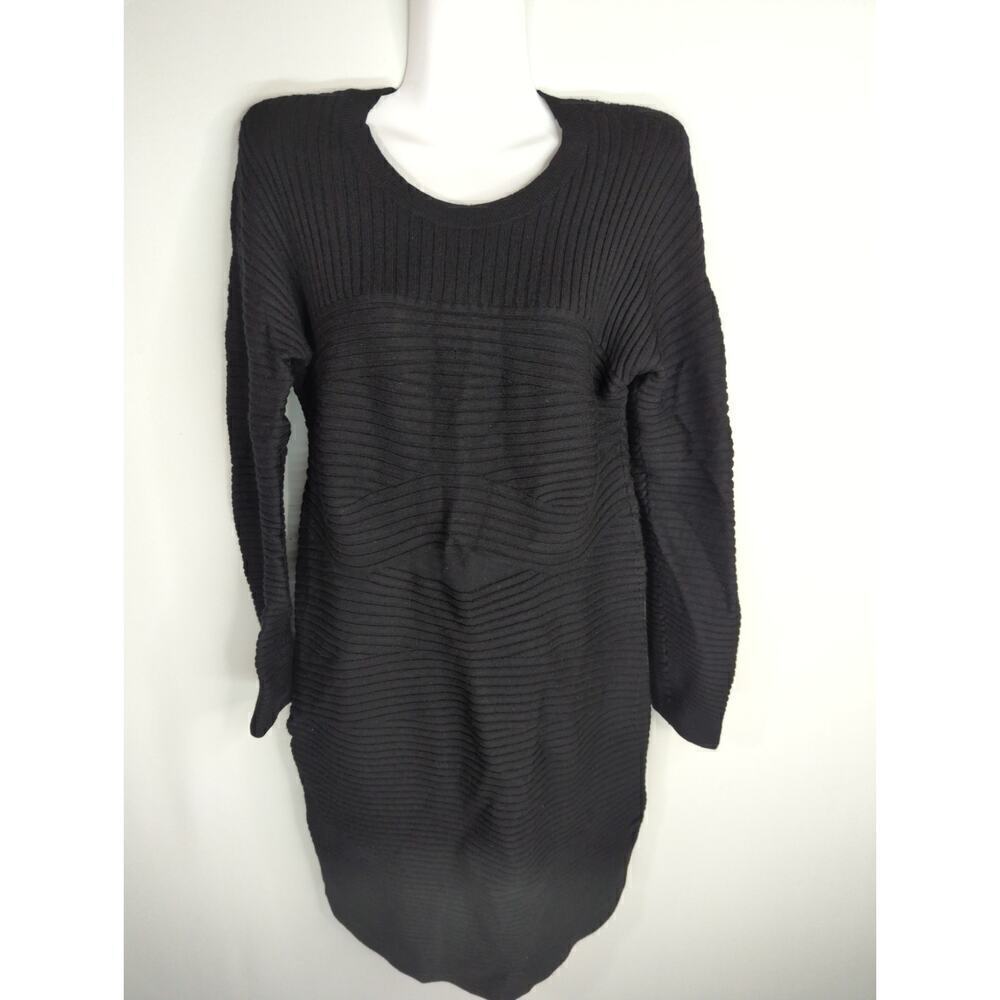 Alexander Wang Black Ribbed Sweater Dress Women's LARGE